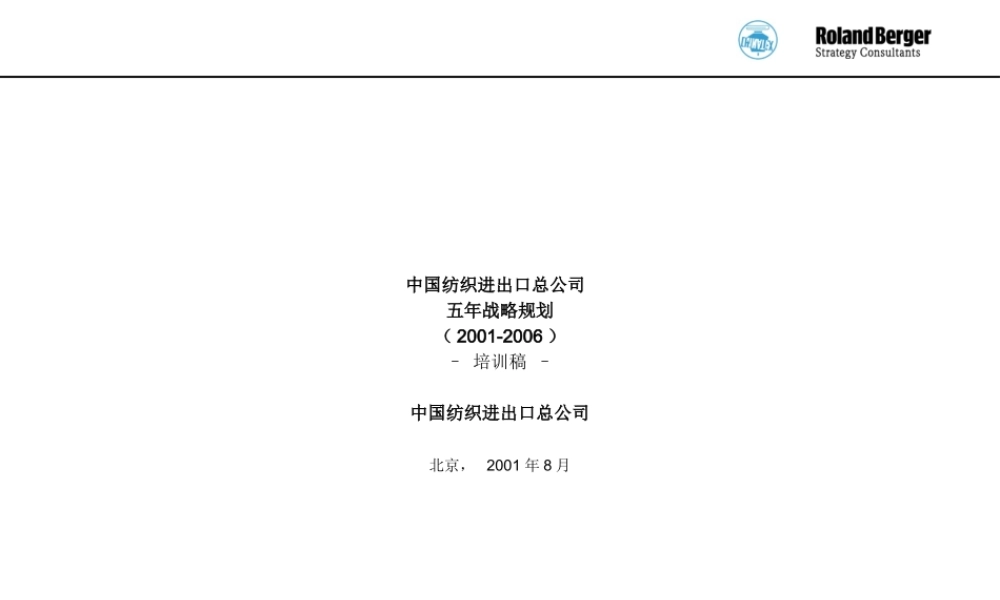 罗兰贝格 中国纺织进出口总公司五年战略规划ppt