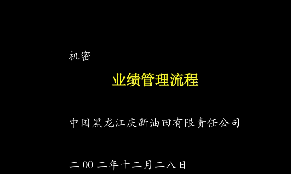麦肯锡－黑龙江庆新油田业绩管理报告