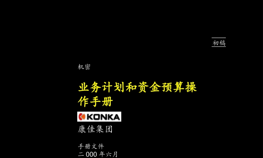 麦肯锡-康佳系列手册之业务计划和资金预算操作手册