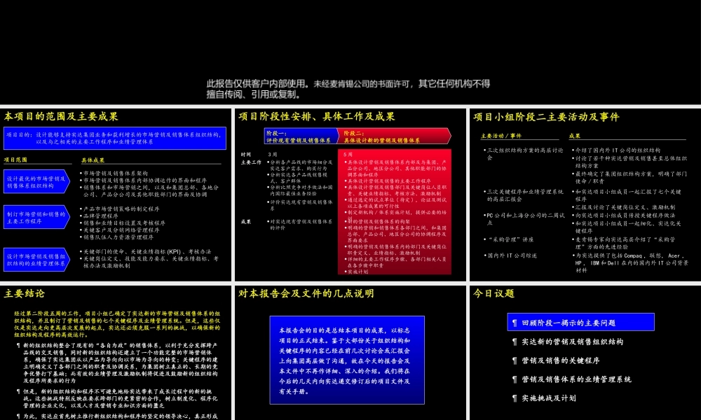 麦肯锡—实达建立高绩效的市场营销及销售管理体系咨询报告