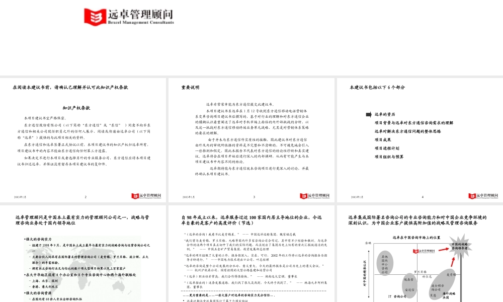 远卓 东方通信项目建议书