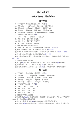 专项复习(一) 语音与汉字 教师版