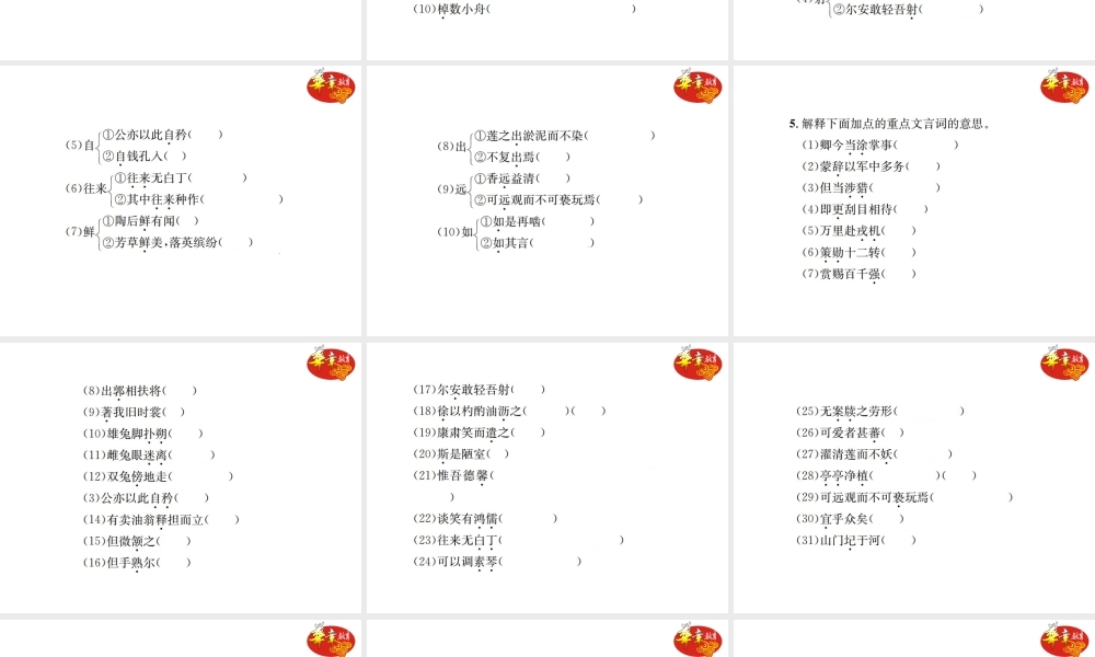 专项复习六 文言文基础训练