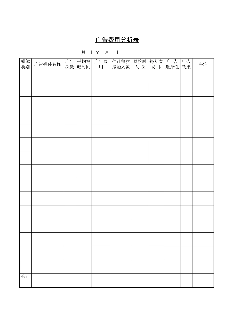 广告费用分析表()(2)_第1页