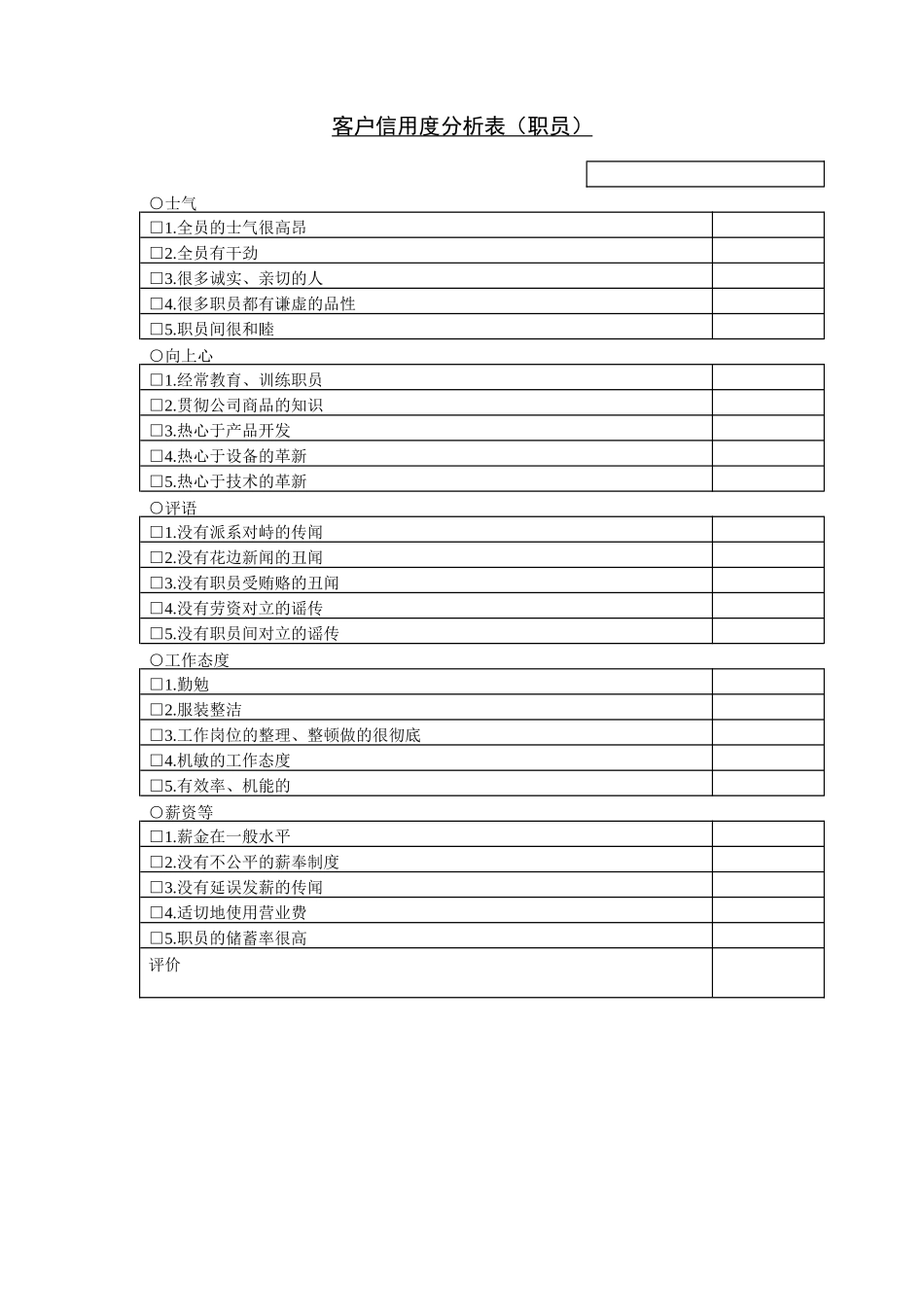 客户信用度分析表（职员）_第1页