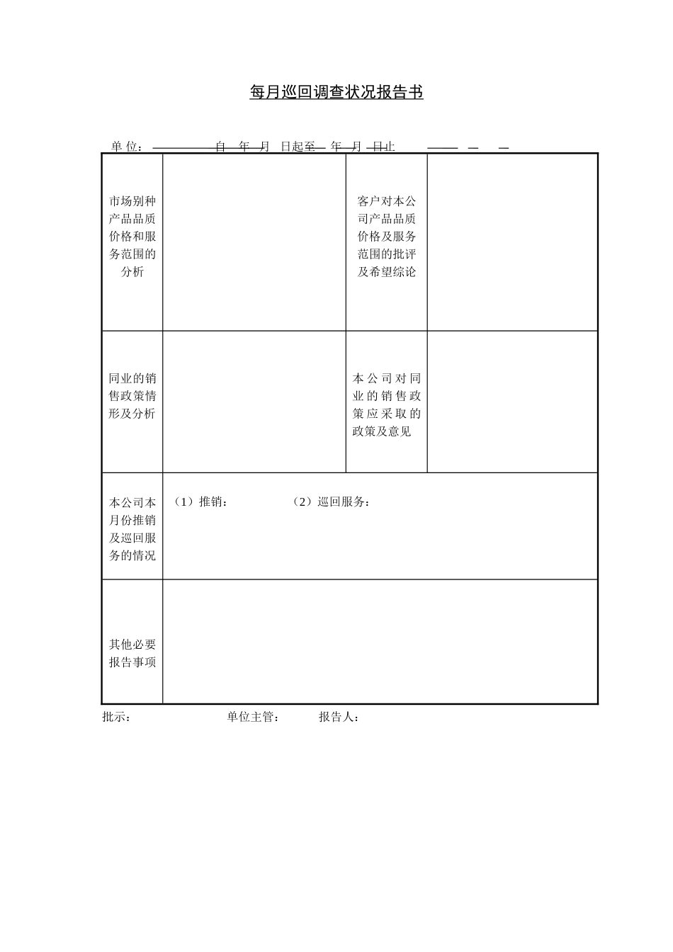 每月巡回调查状况报告书_第1页
