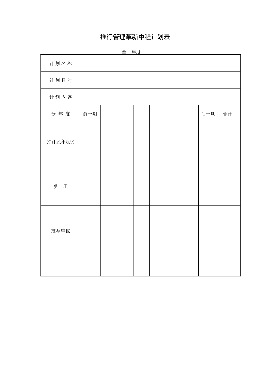 推行管理革新中程计划表_第1页