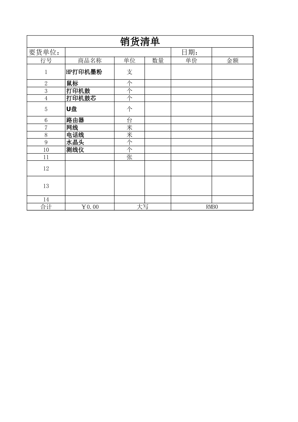 销售清单模板 ()_第1页