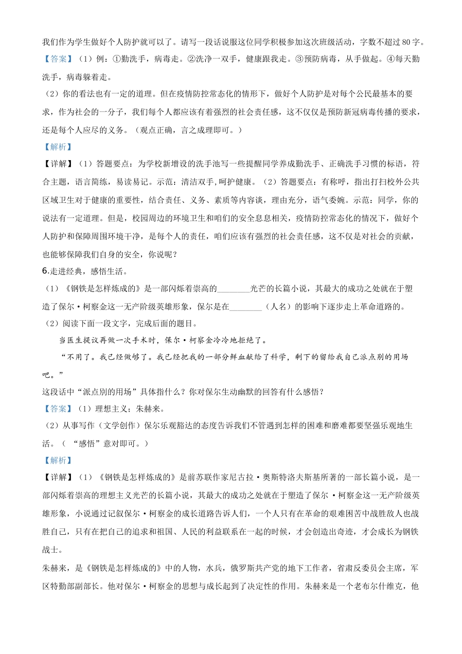 精品解析湖北省咸宁市2020年中考语文试题（解析版）_第3页