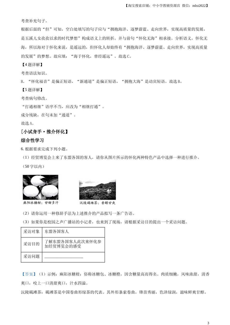 精品解析2023年湖南省怀化市中考语文真题（解析版）_第3页