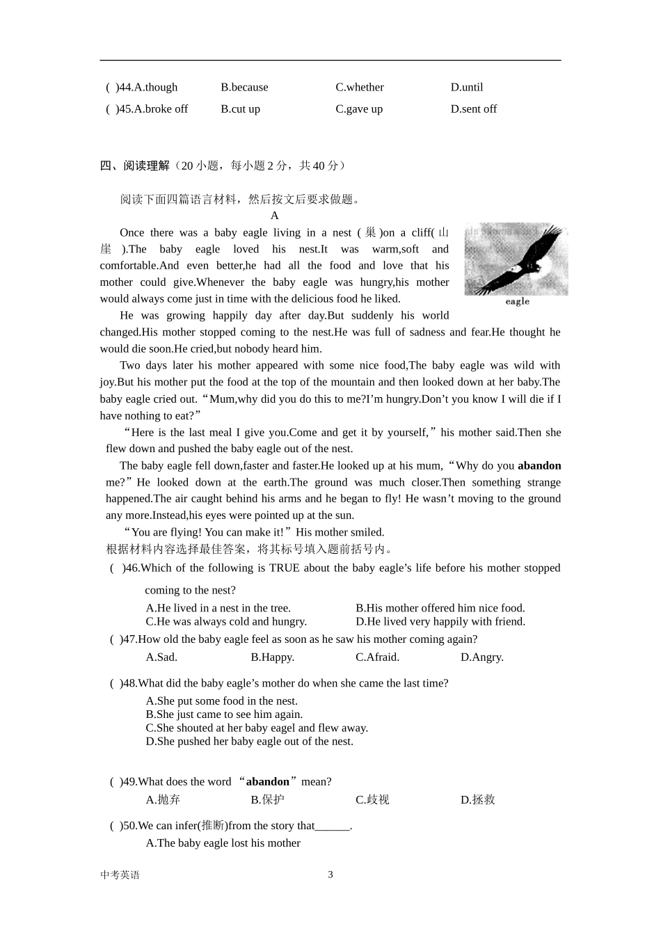2008年河南省中考英语试卷及答案_第3页