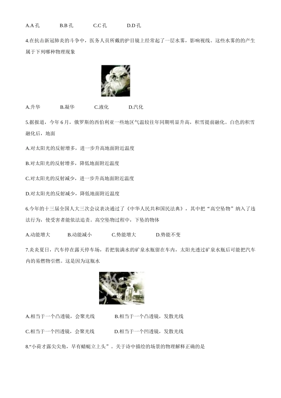 湖南省株州2020年中考物理试题（word版，含答案）_第2页