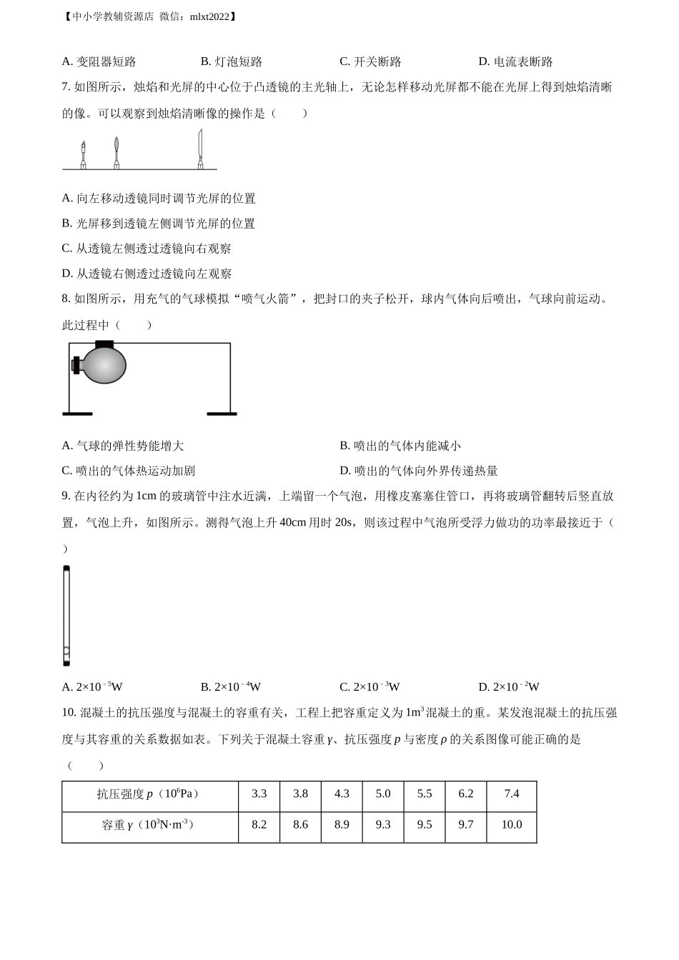精品解析：2022年江苏省南通市中考物理试题（原卷版）(1)_第2页