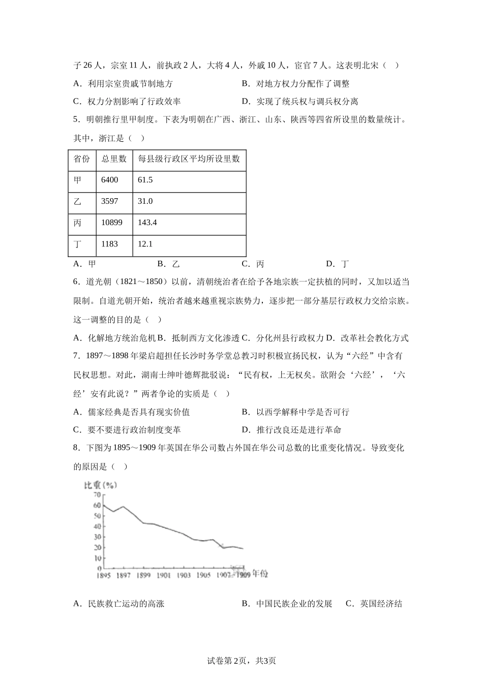 【山东】2025年高考山东卷历史高考真题文档版-A4答案卷尾_第2页