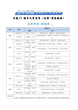 专题 语言文字运用（选择+简答题组）（学生卷）