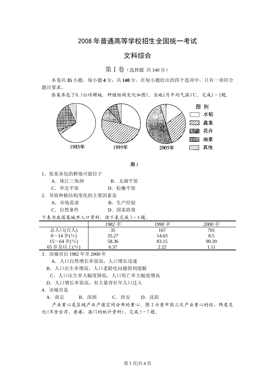 2008年高考地理试卷（浙江）（空白卷）_第1页