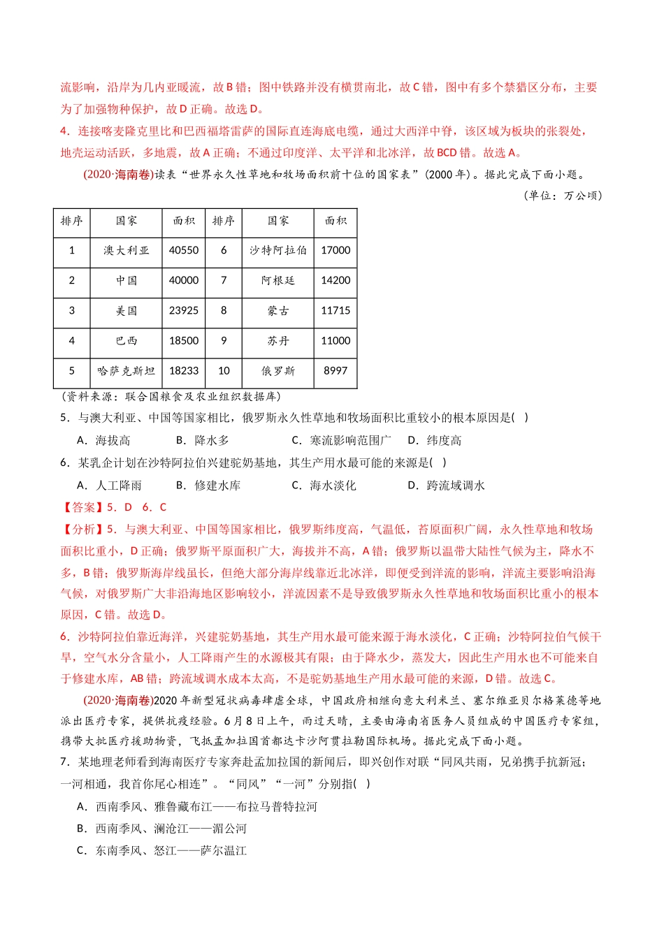 专题 区域地理-十年（2014-2023）高考地理真题分专题训练（教师版）_第3页
