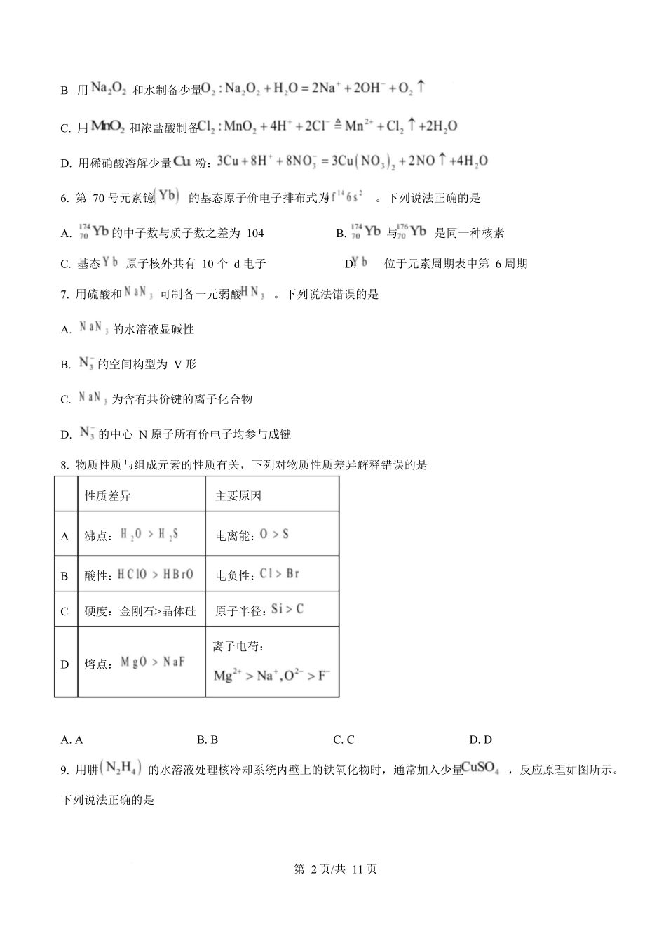2025年高考化学试卷(山东卷)(空白卷)_第2页