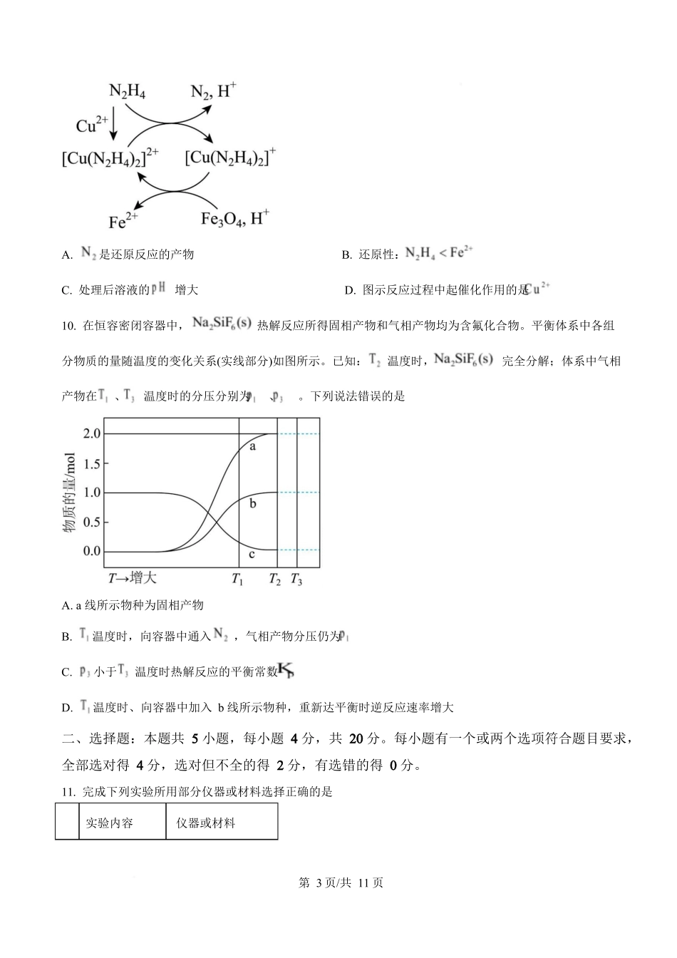 2025年高考化学试卷(山东卷)(空白卷)_第3页