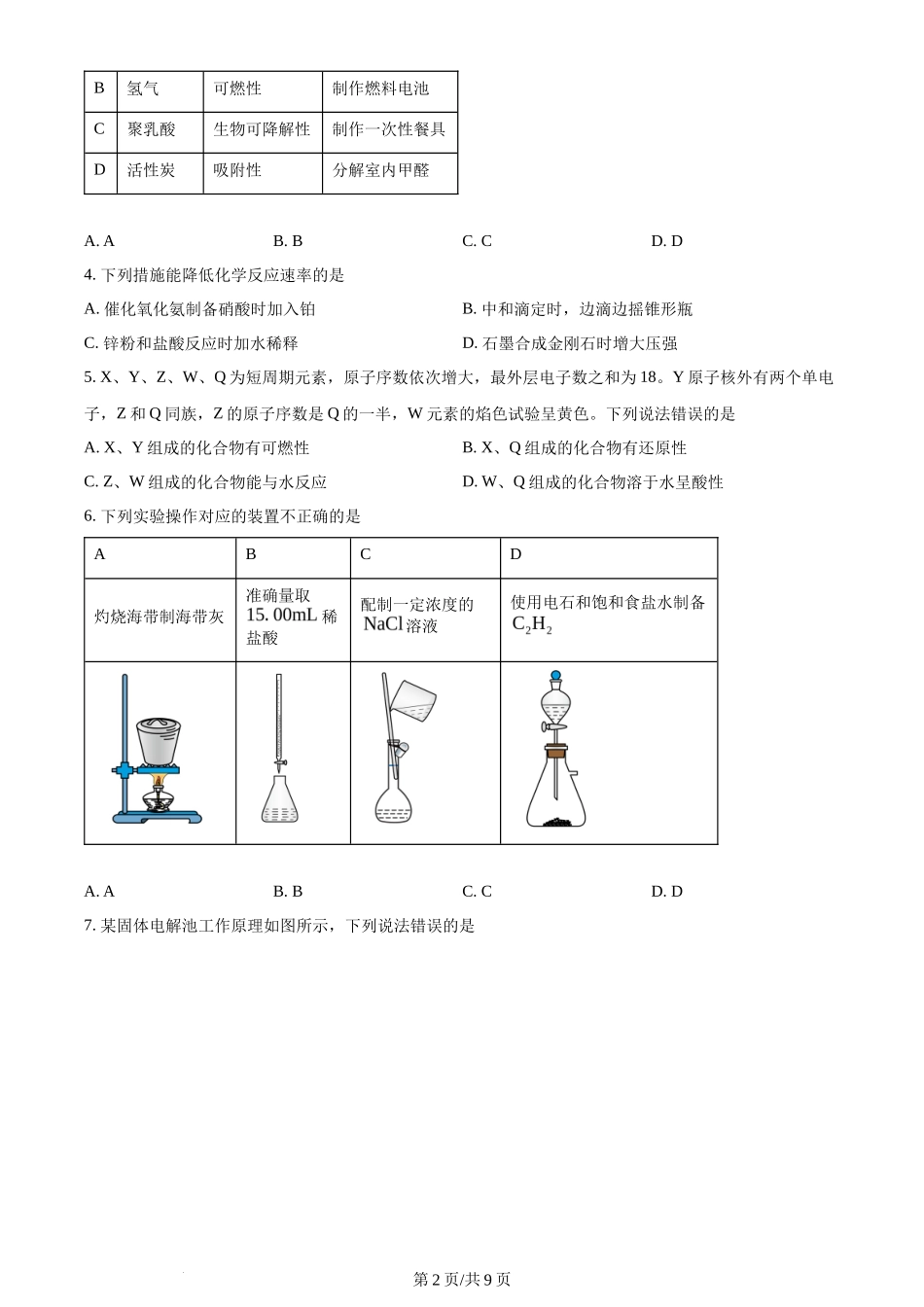 2024年高考化学试卷(甘肃)(空白卷)_第2页