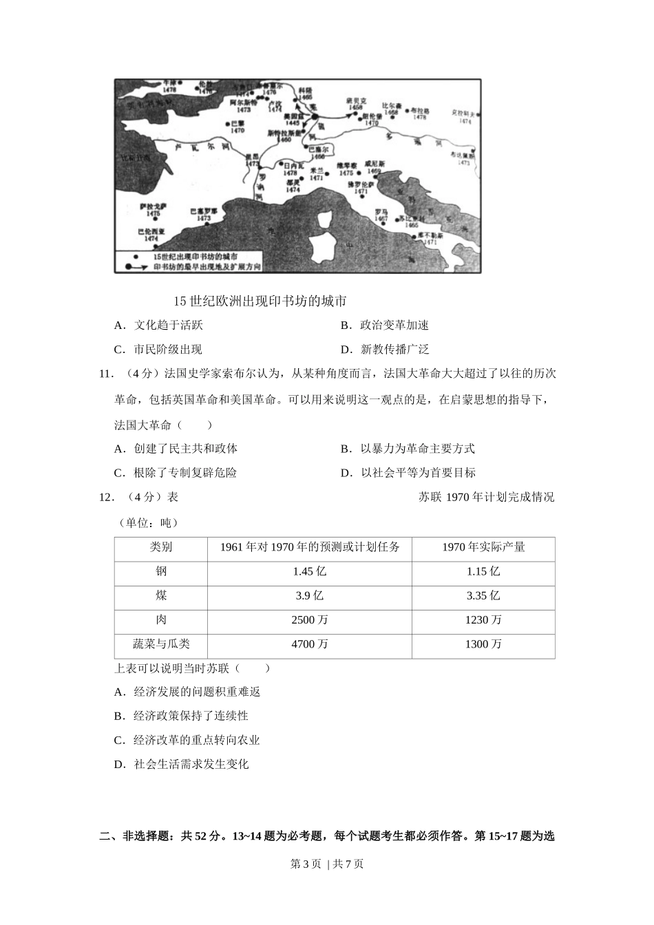 2019年高考历史试卷（新课标Ⅱ）（空白卷）_第3页