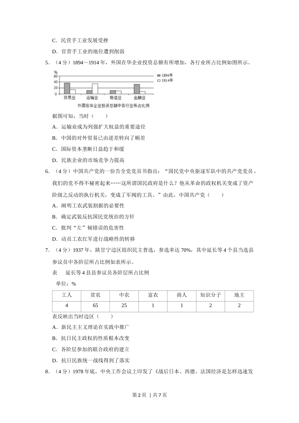 2020年高考历史试卷（新课标Ⅱ）（空白卷）_第2页