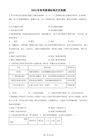 2024年高考历史试卷（新课标）（空白卷）