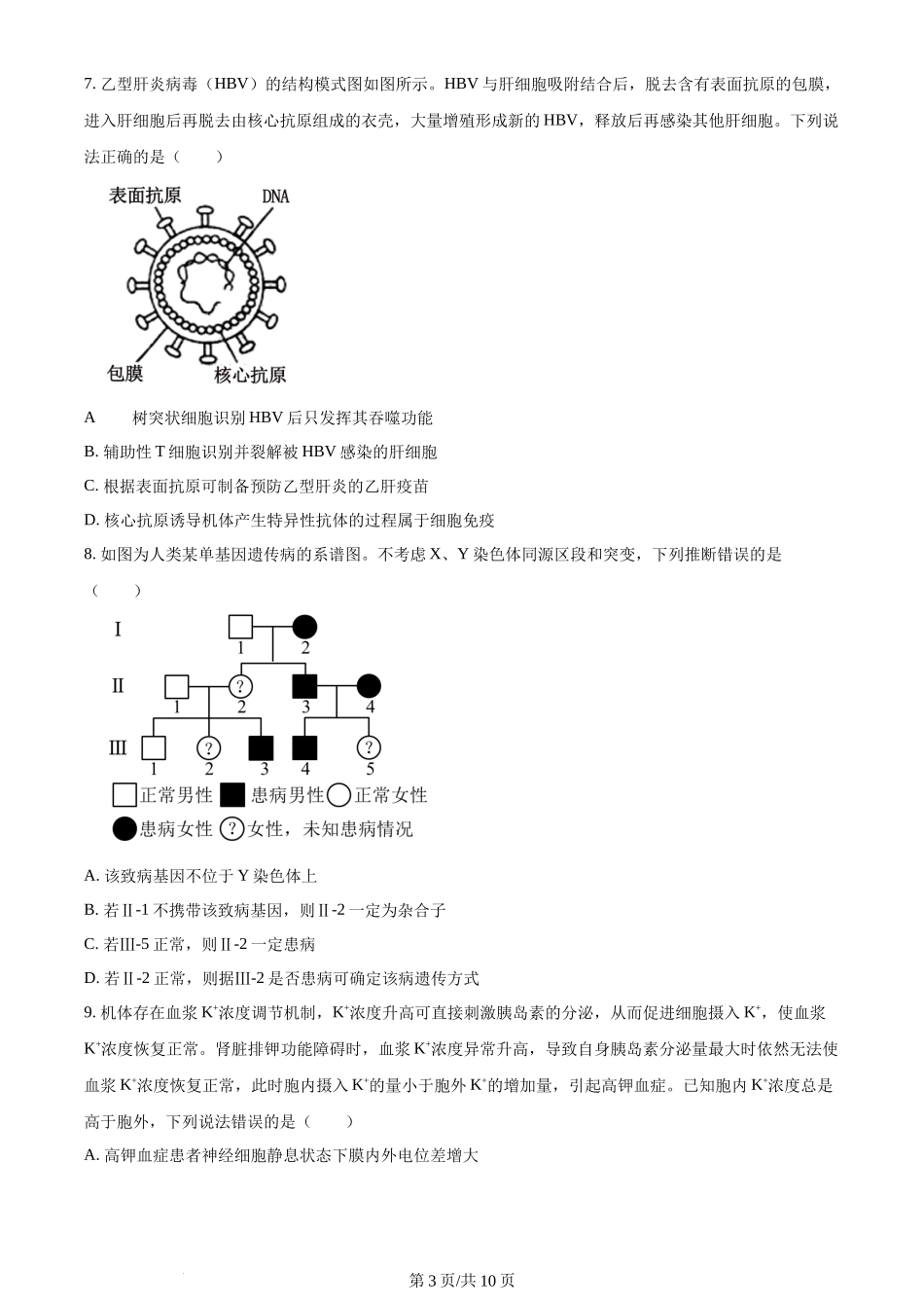 2024年高考生物试卷（山东）（空白卷）_第3页