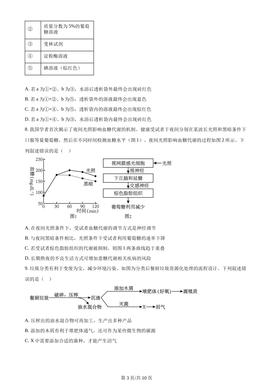 2023年高考生物试卷（重庆）（空白卷）_第3页