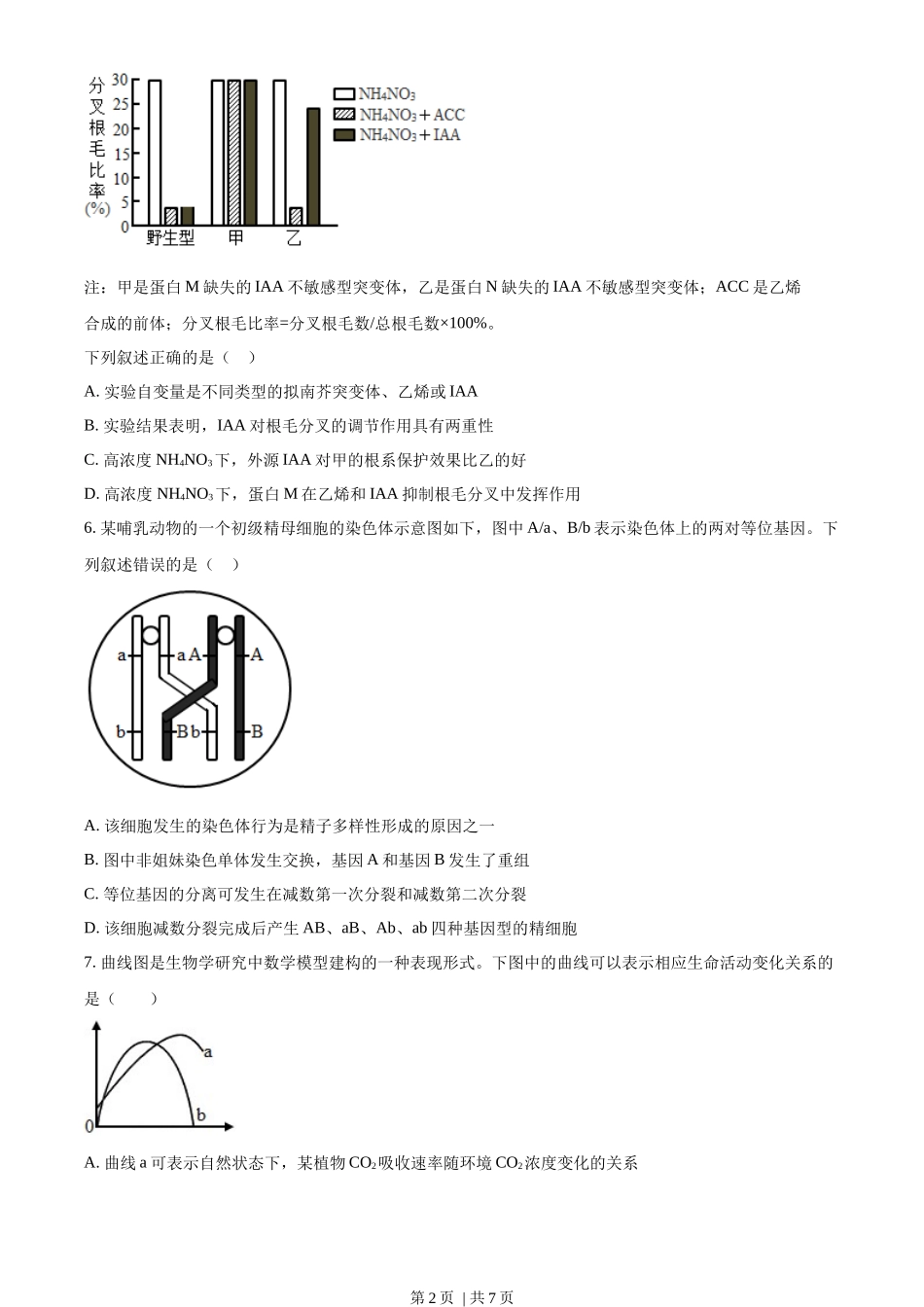 2022年高考生物试卷（福建）（空白卷）_第2页