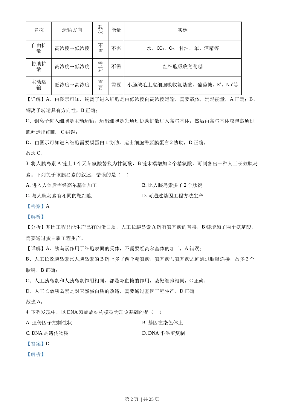 2022年高考生物试卷（重庆）（解析卷）_第2页