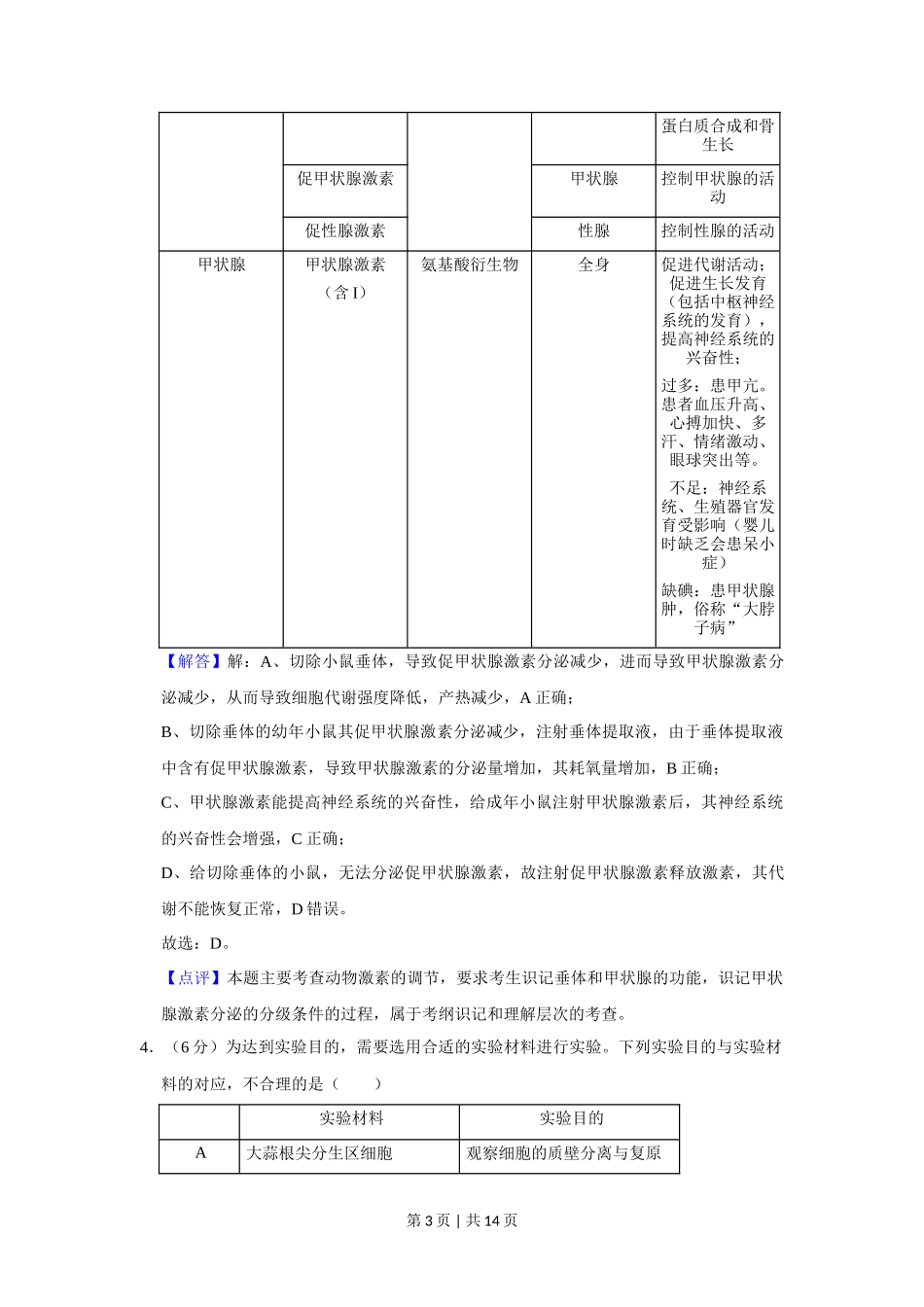 2020年高考生物试卷（新课标Ⅰ）（解析卷）_第3页