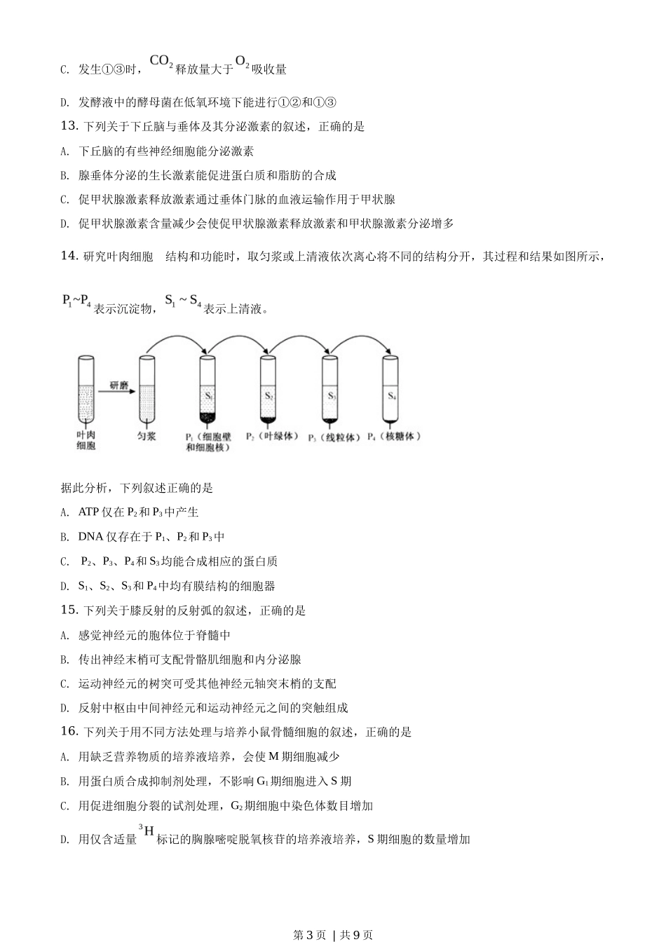 2020年高考生物试卷（浙江）【1月】（空白卷）_第3页