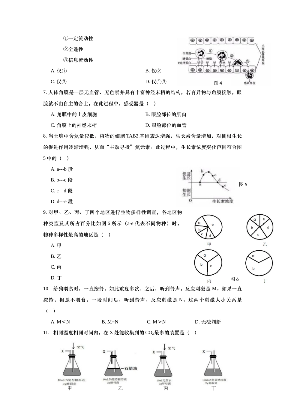 2019年高考生物试卷（上海）（空白卷）_第2页