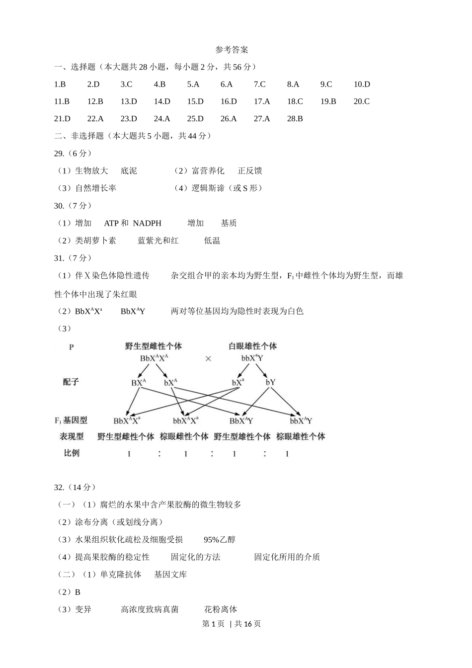 2019年高考生物试卷（浙江）【4月】（解析卷）_第1页