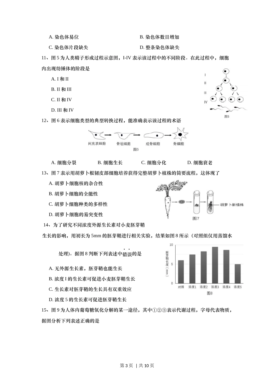 2017年高考生物试卷（上海）（空白卷）_第3页