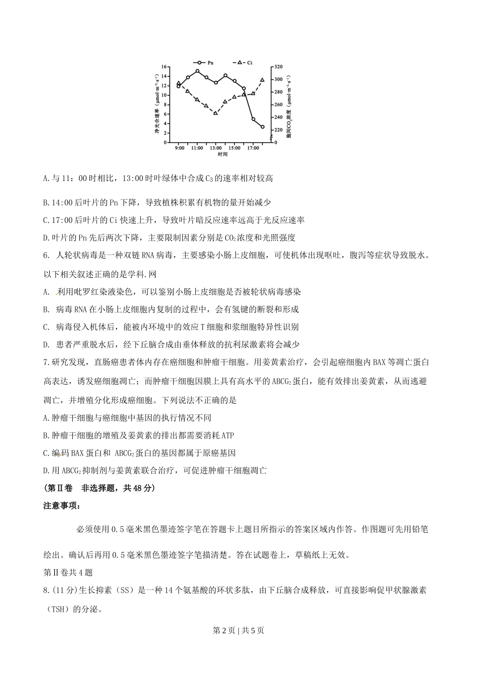 2016年高考生物试卷（四川）（空白卷）_第2页