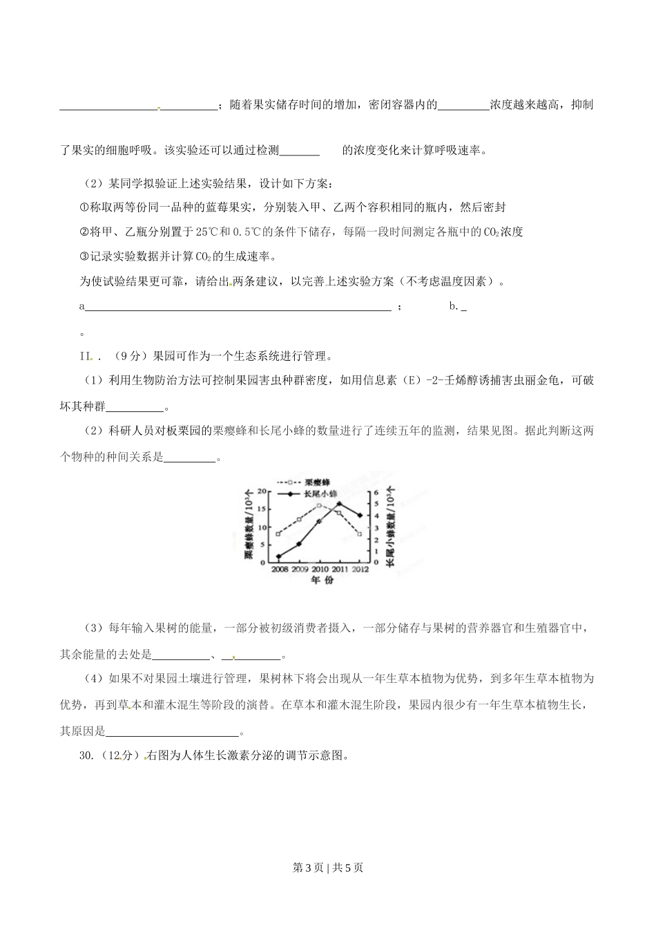 2015年高考生物试卷（安徽）（空白卷）_第3页
