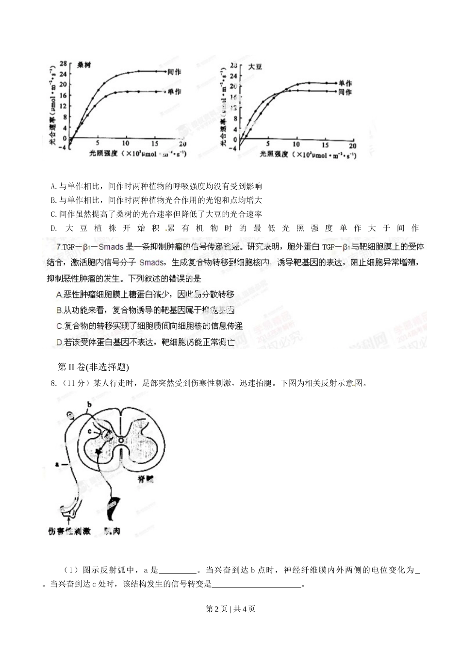 2014年高考生物试卷（四川）（空白卷）_第2页