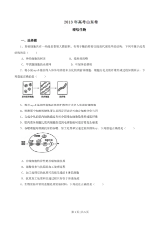 2013年高考生物试卷（山东）（空白卷）