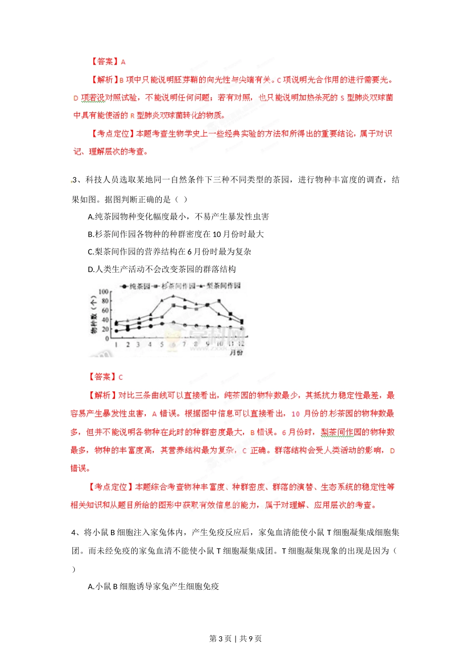 2012年高考生物试卷（福建）（解析卷）_第3页