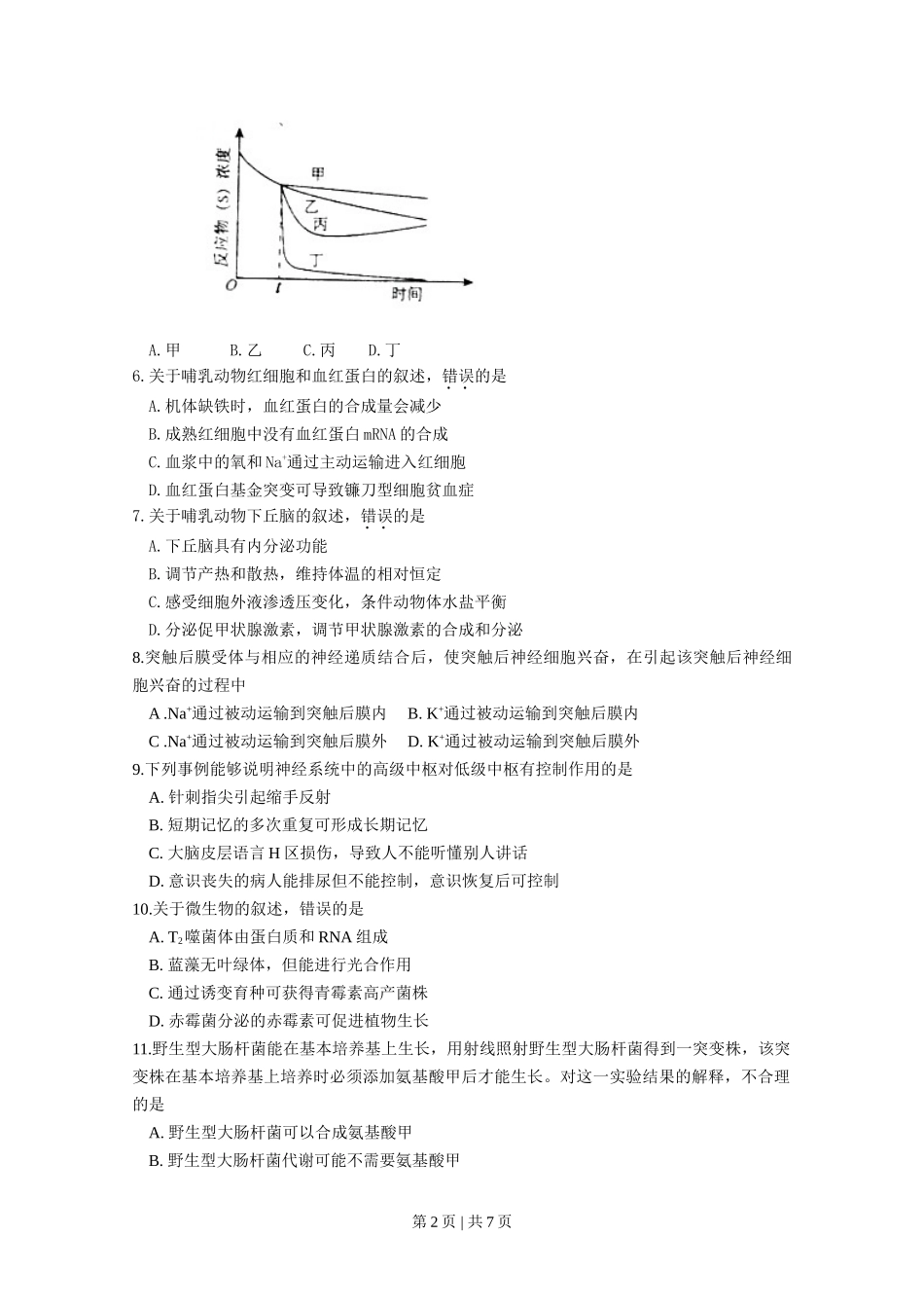2011年高考生物试卷（海南）（空白卷）_第2页