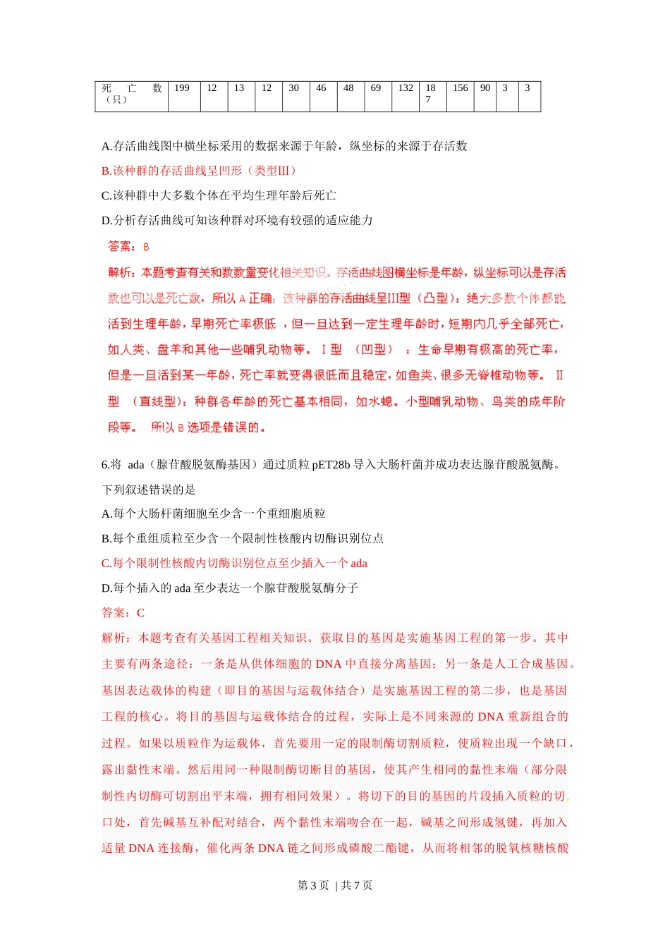 2011年高考生物试卷（浙江）（解析卷）_第3页