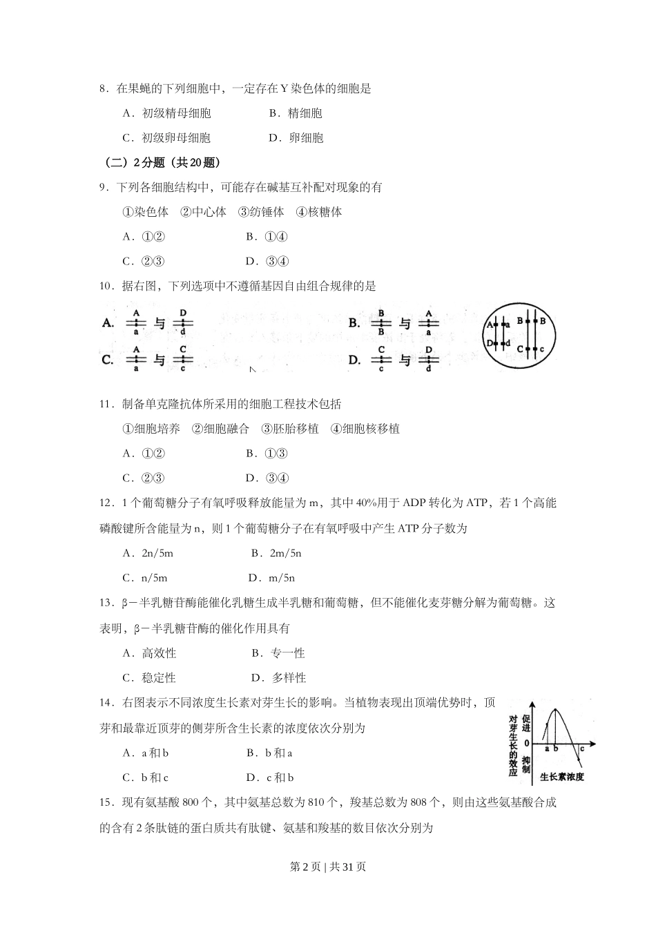 2008年高考生物试卷(上海)(解析卷)_第2页