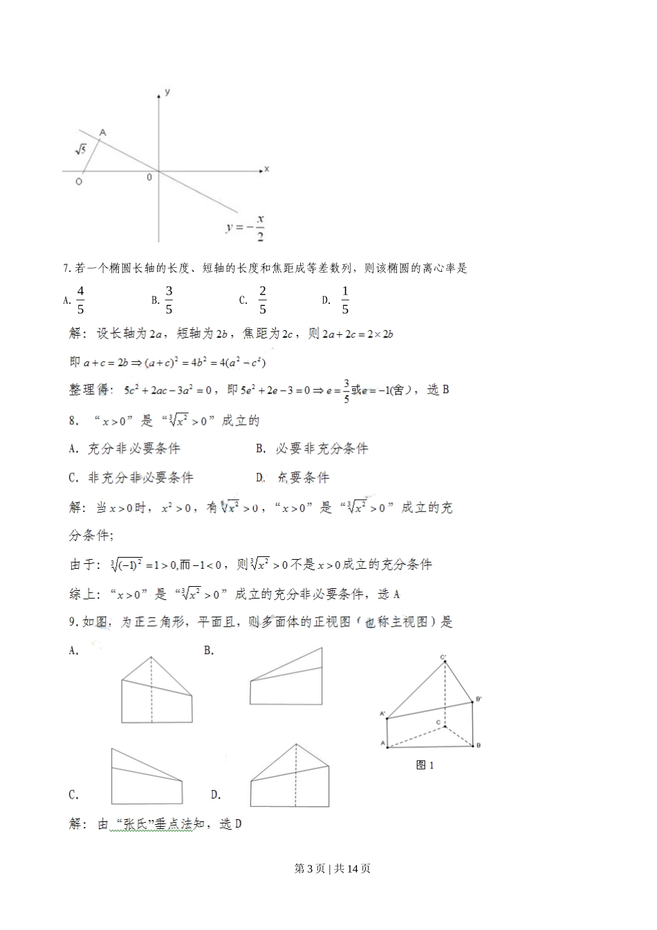 2010年高考数学试卷（文）（广东）（解析卷）_第3页