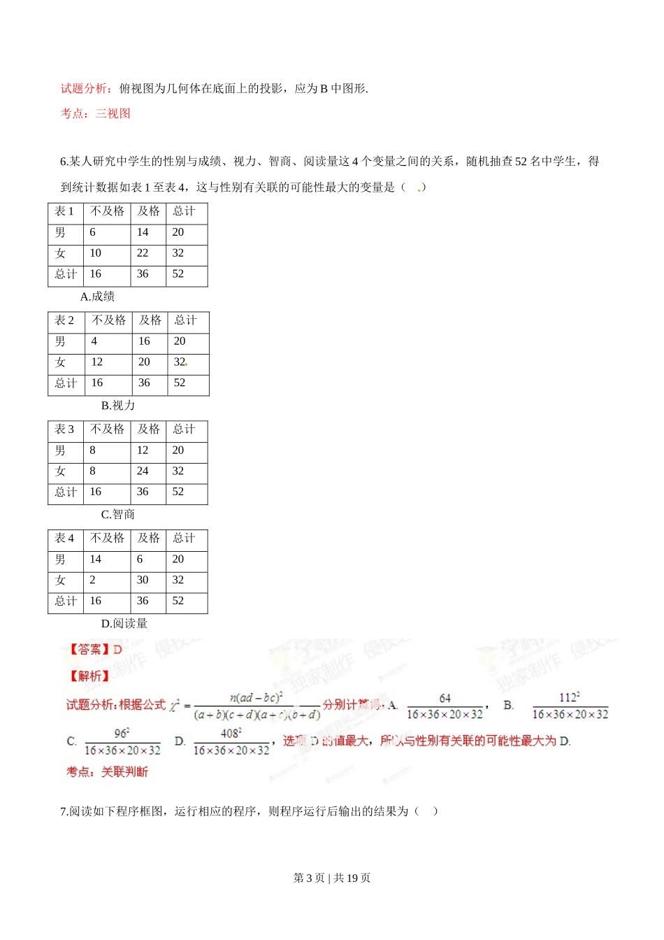 2014年高考数学试卷（理）（江西）（解析卷）_第3页