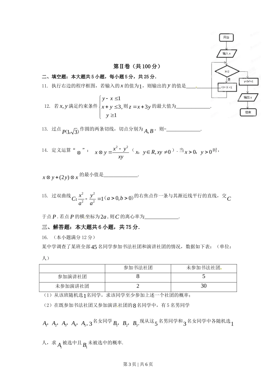 2015年高考数学试卷（文）（山东）（空白卷）_第3页