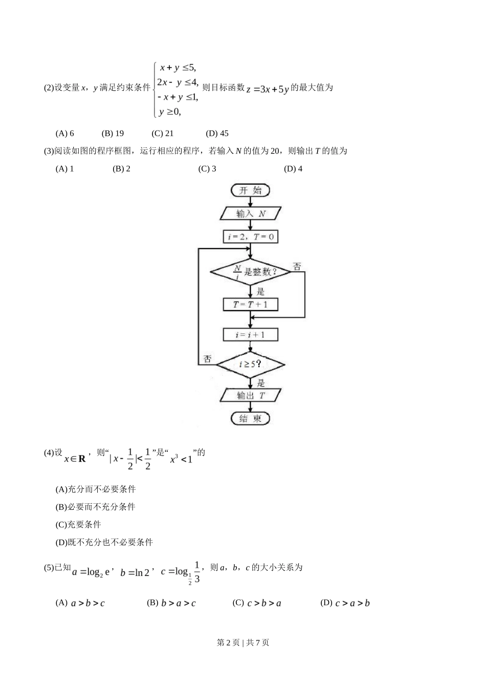 2018年高考数学试卷（理）（天津）（空白卷）_第2页