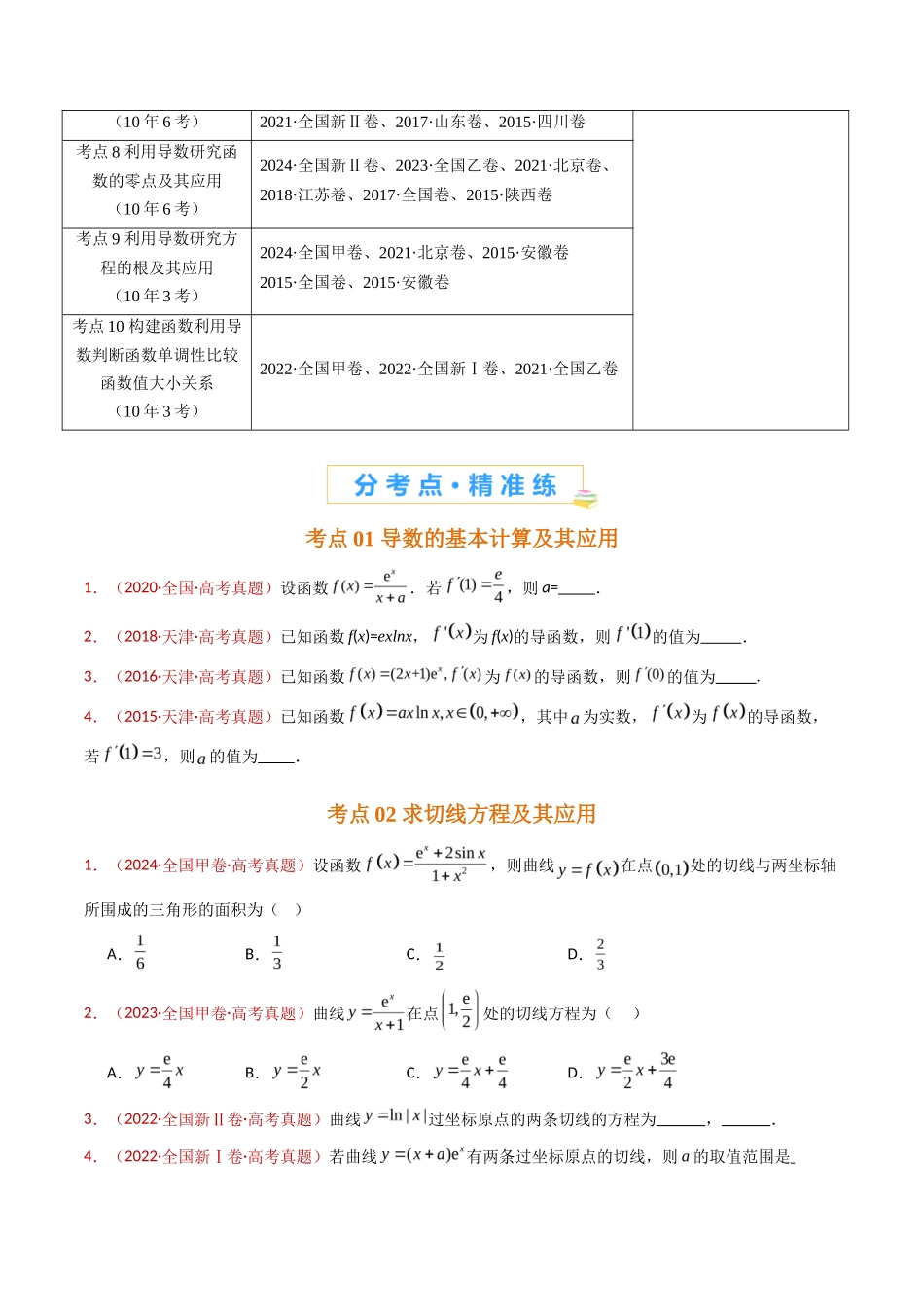 导数及其应用小题综合（学生卷）- 十年（专题-专题）高考真题数学分项汇编（全国通用）_第2页