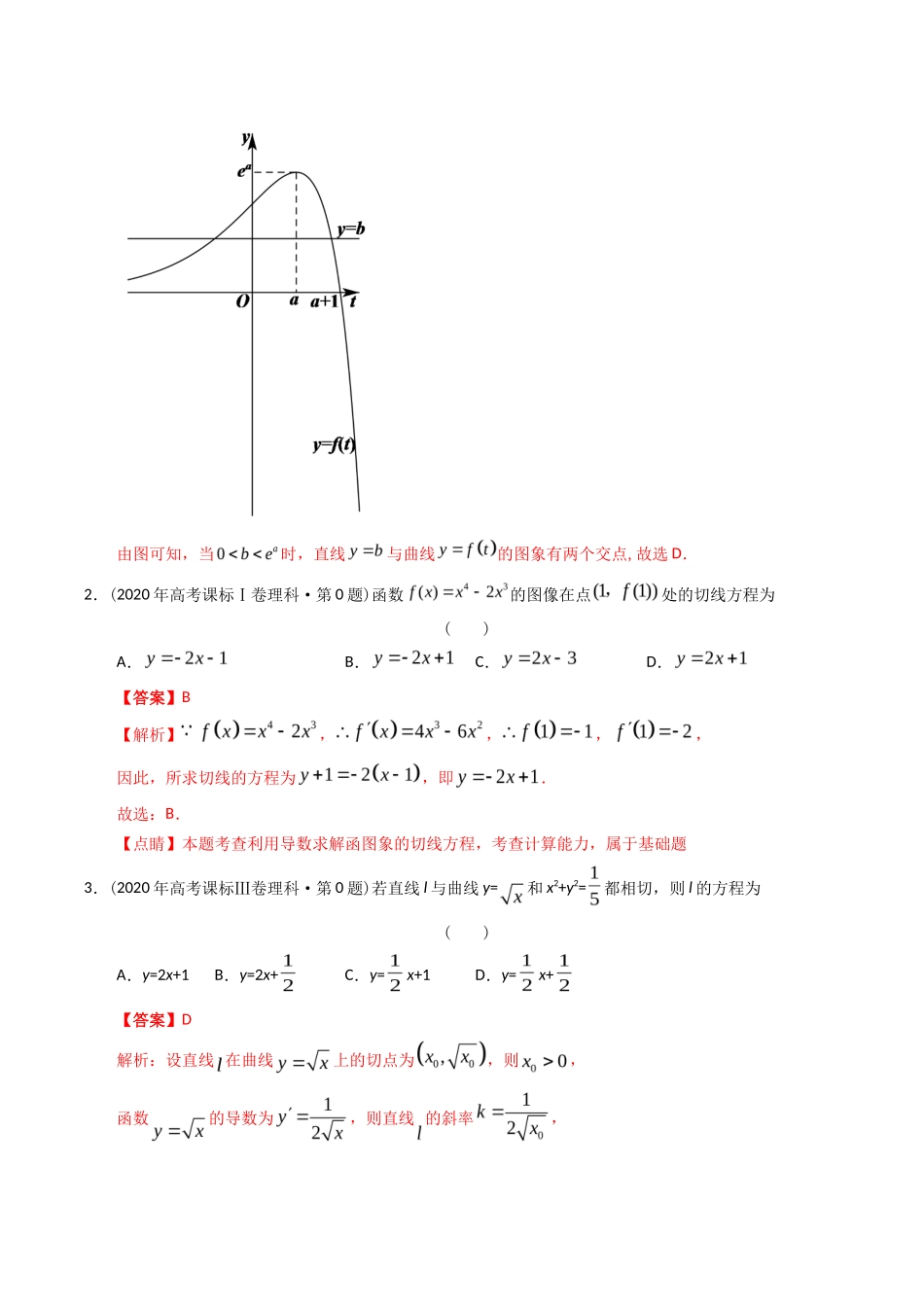 专题 导数选择、填空（理科）（解析版）- 十年（-）高考数学真题分项汇编（全国通用）_第2页